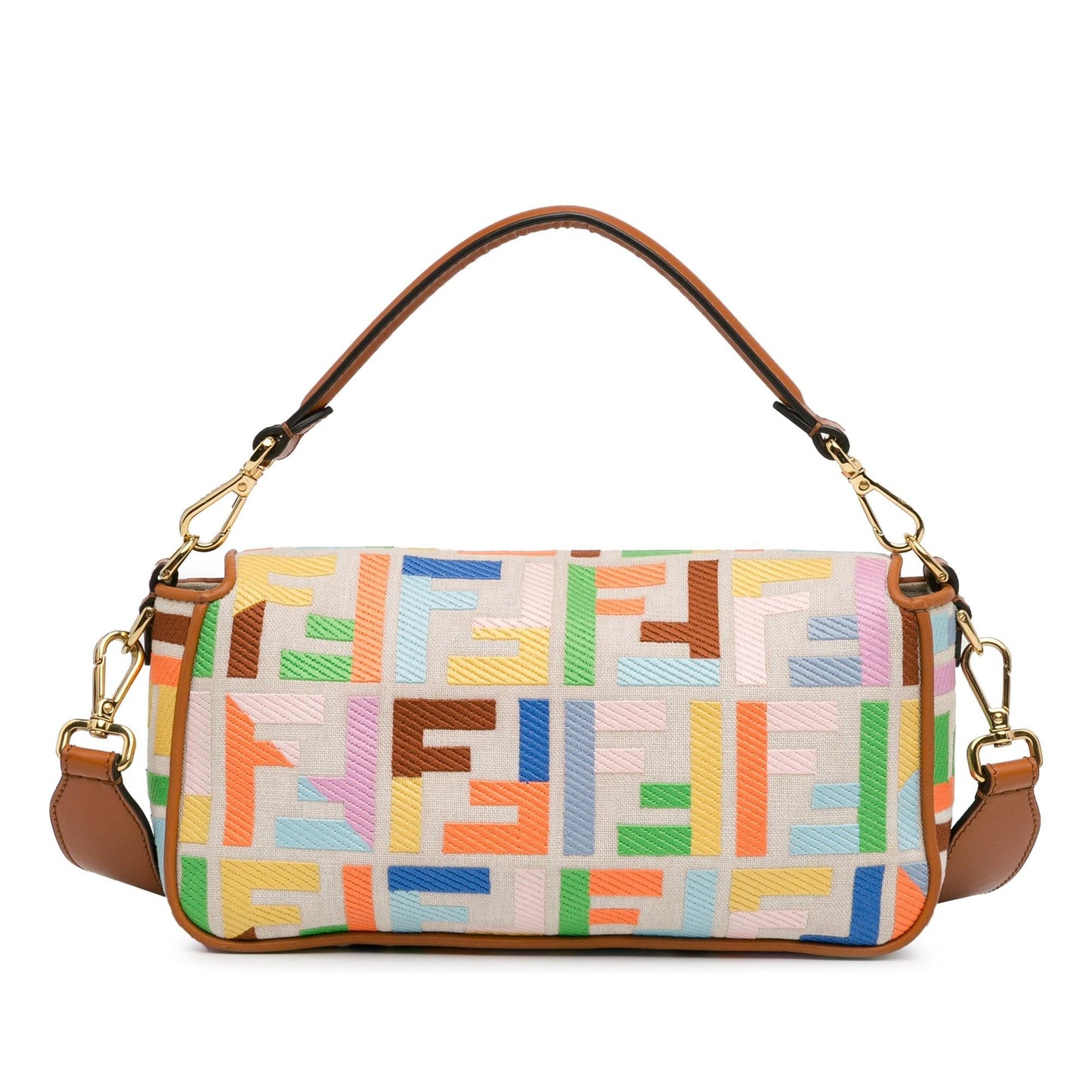 Fendi Zucca Baguette Satchel Shg Iz39Pu Canvas Embroidered Satchel Bag