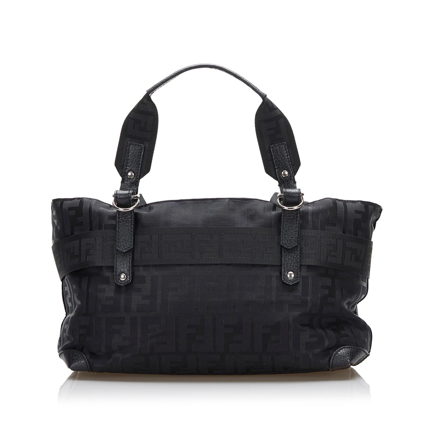 Fendi Zucca Code Handbag Shg Y6Neon Nylon Zip Satchel Bag
