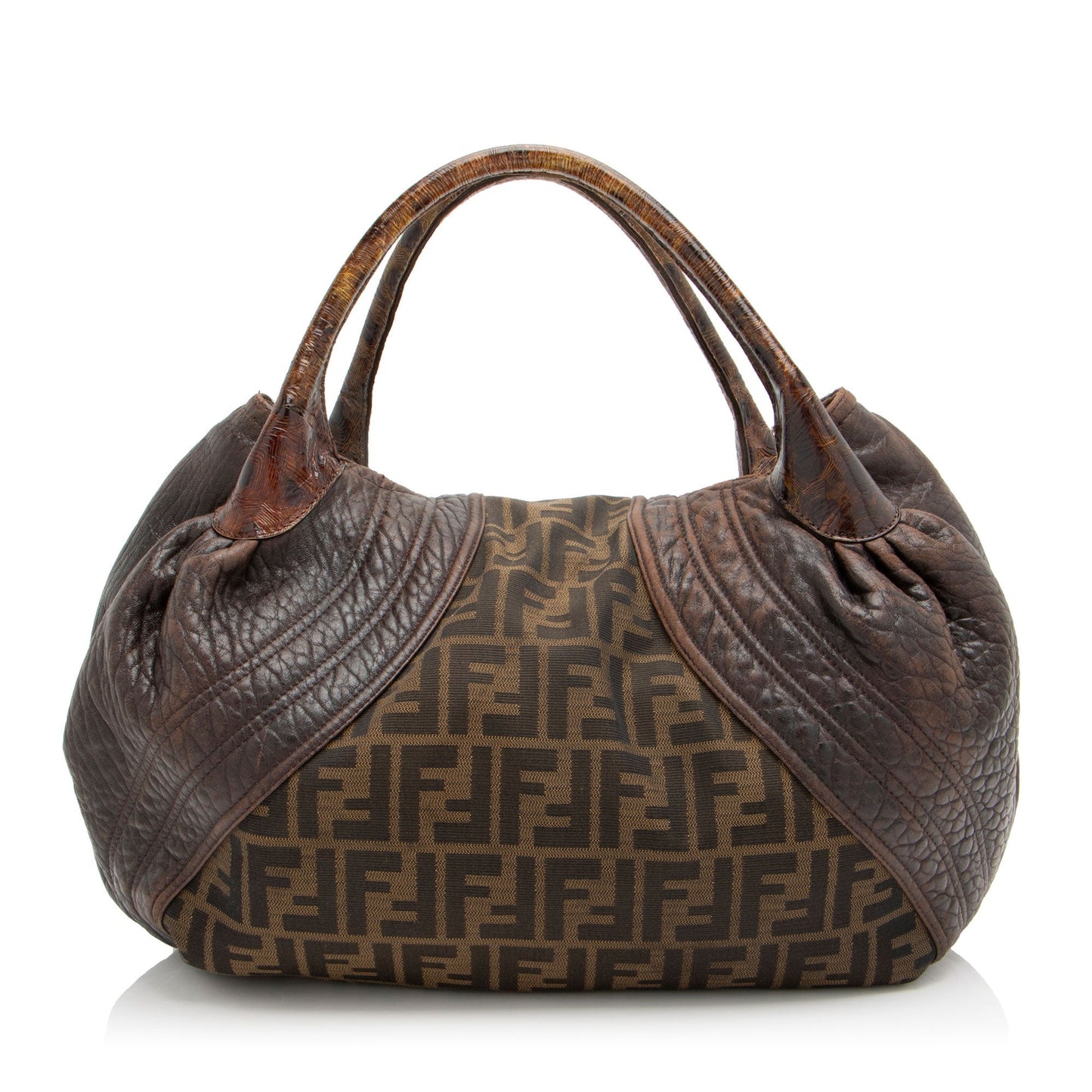 Fendi Zucca Tortuga Spy Satchel Leather Satchel Bag