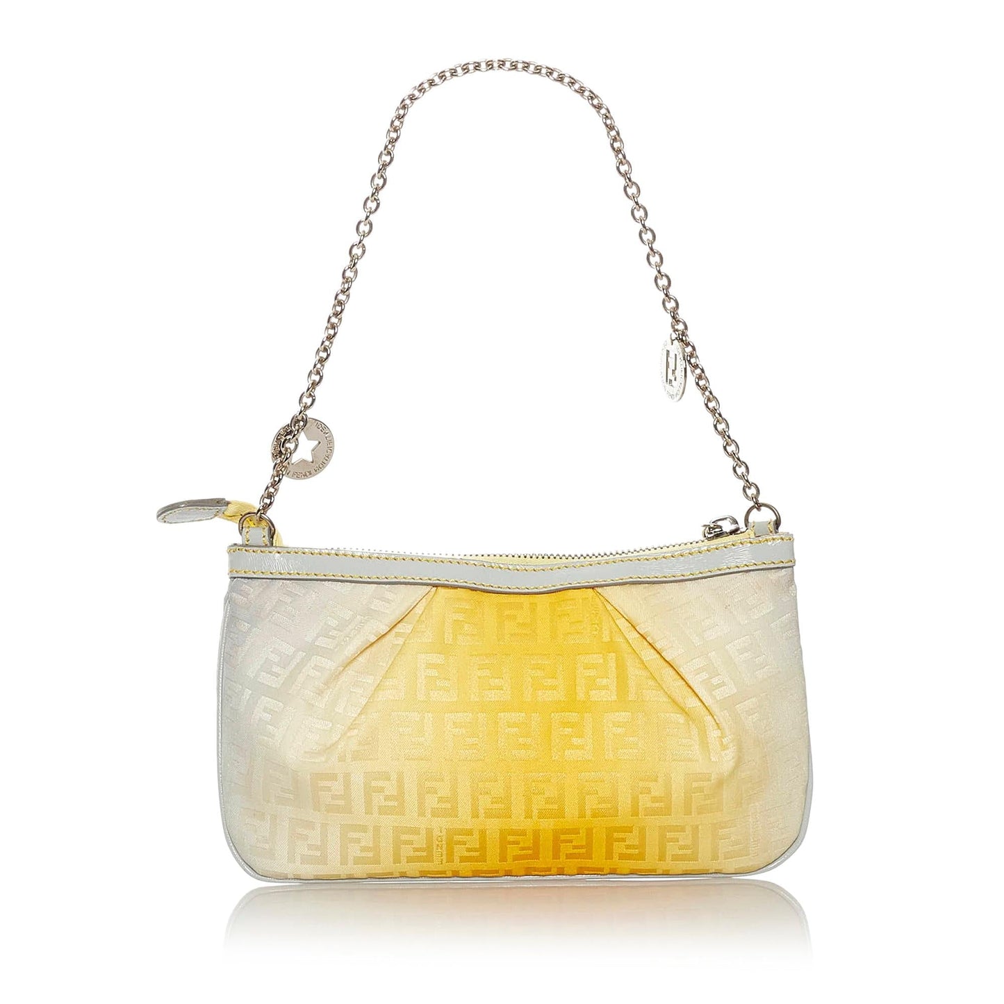 Fendi Zucchino Baguette Shg Handbag Canvas Chain Shoulder Bag