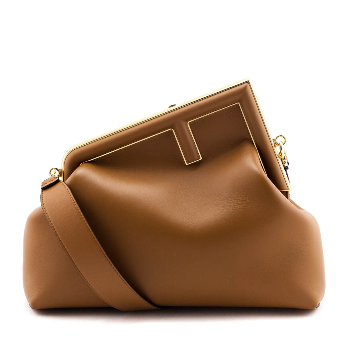 Fendi Handbag Nappa First Brown Medium Clutch Bag