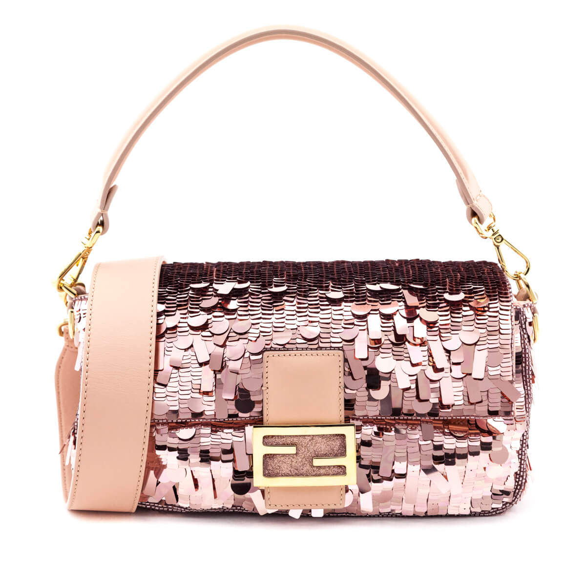 Fendi Handbag Sequin Paillettes Grace Re-Edition Baguette Vitello Pink Clutch Bag
