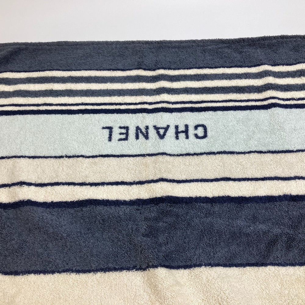 Chanel towel cotton Ivoryx type border bath Blue Handbag