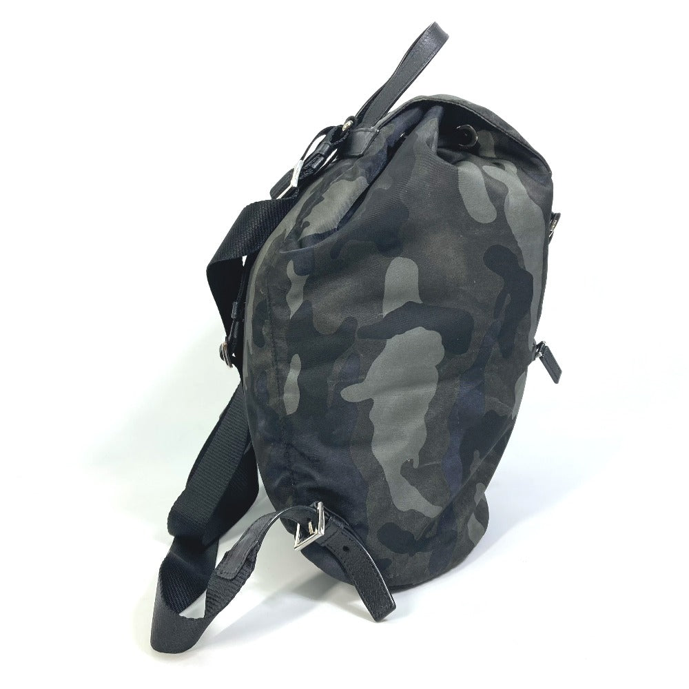 Backpack , Saffiano Triangle Logo Camouflage Camouflage Leather Nylon