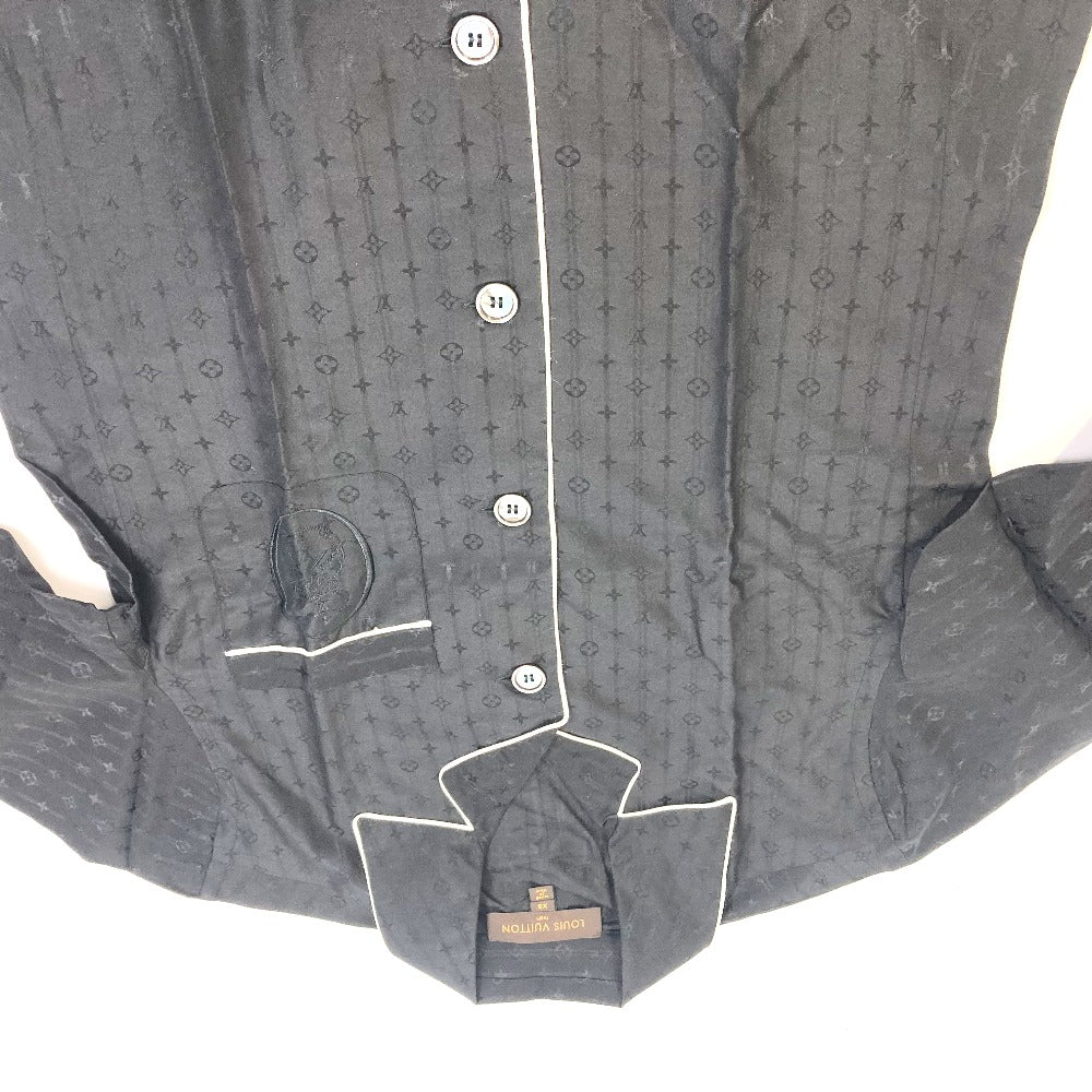 Louis Vuitton Long sleeve shirt Silk pouch Monogram Cotton Black Apparel