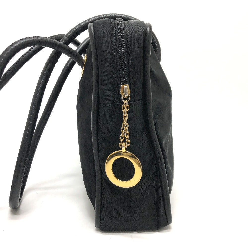 Shoulder Bag Circle Logo Women Leather Nylon