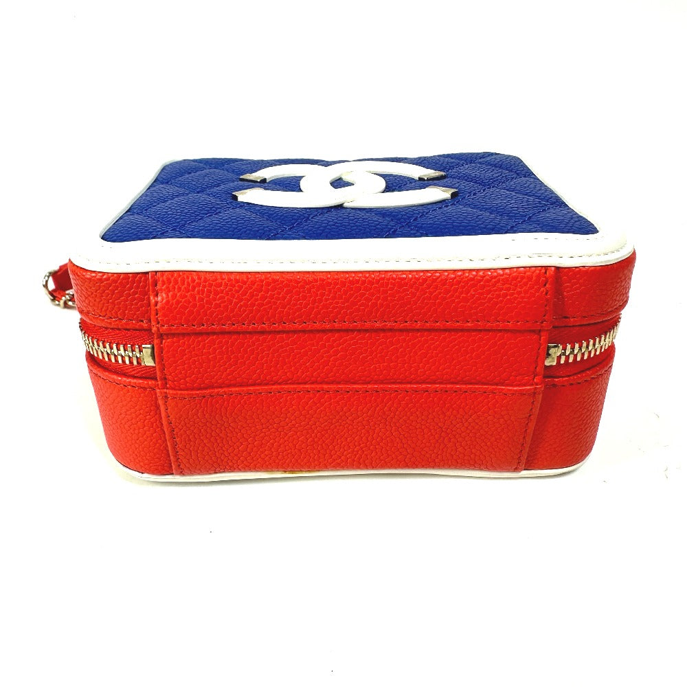Chanel Caviar skin COCO Mark CC filigree Red Shoulder Bag