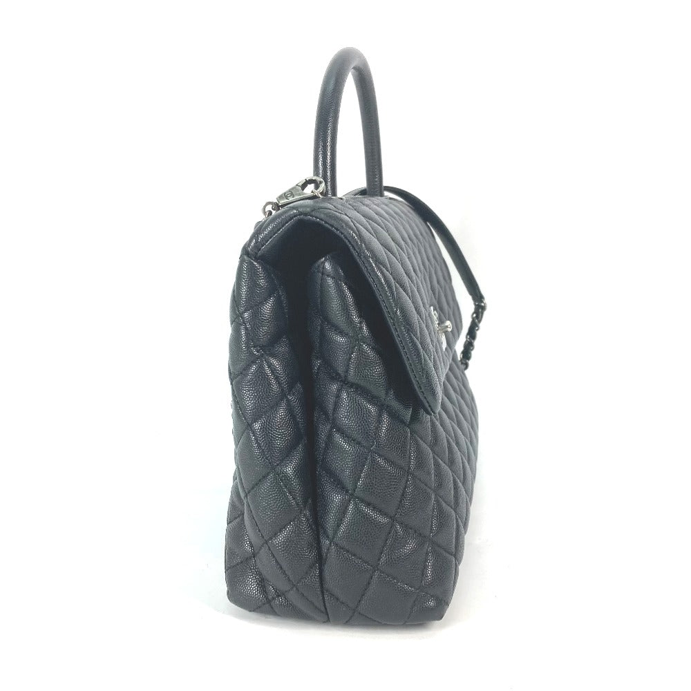 Chanel Caviar skin top handle CC COCO Black Handbag
