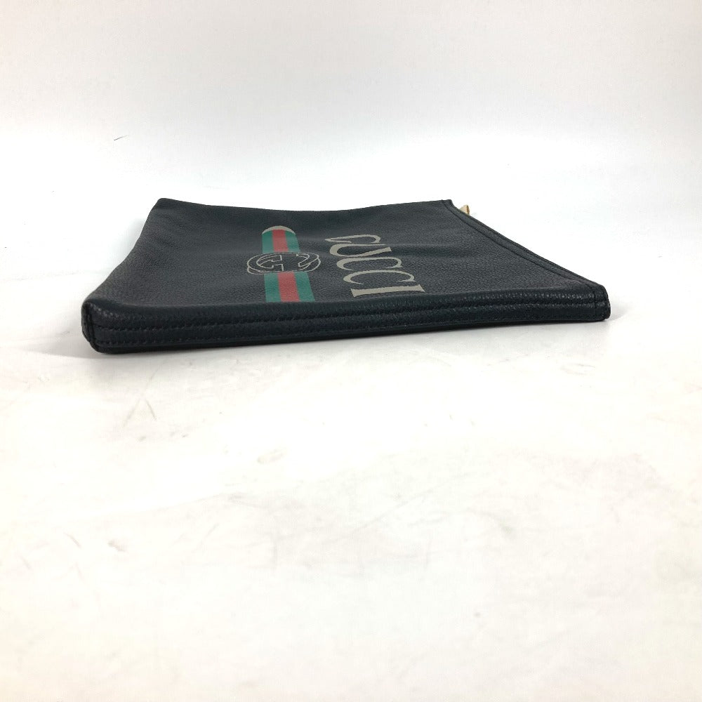 Gucci G 21 Leather Black Logo Clutch Bag