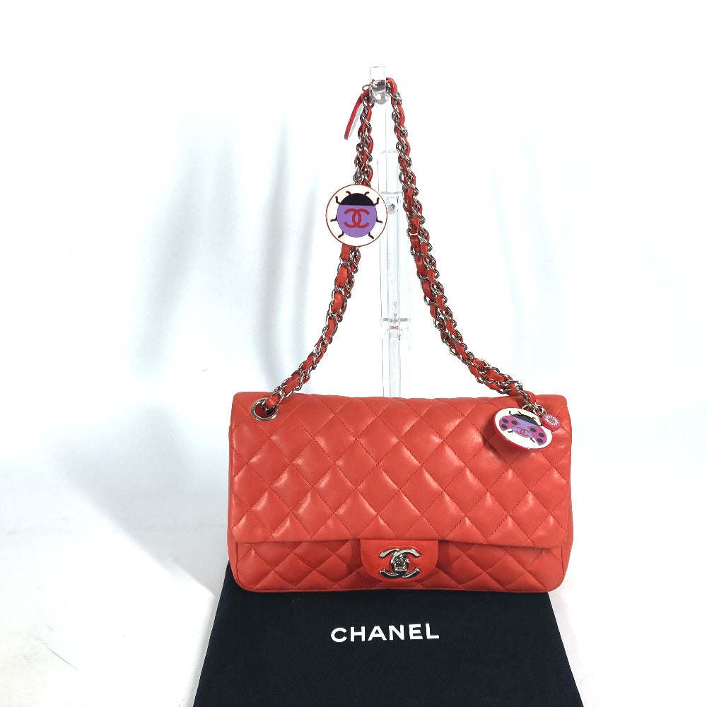 Chanel lambskin Matelasse 25 Ladybug Strawberry Red Shoulder Bag