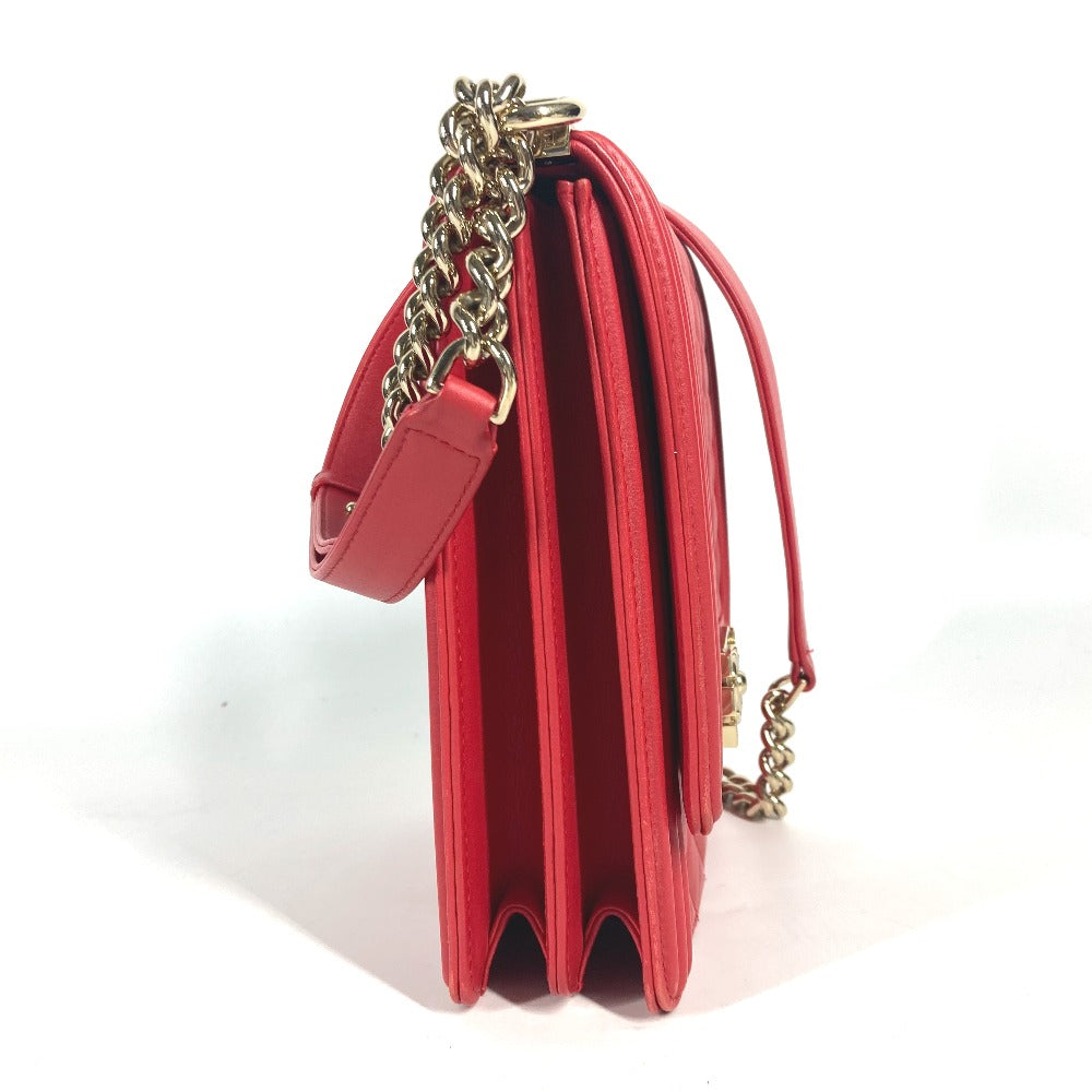 Chanel CC COCO Mark Quilting Matelasse Vertical Red Leather Shoulder Bag