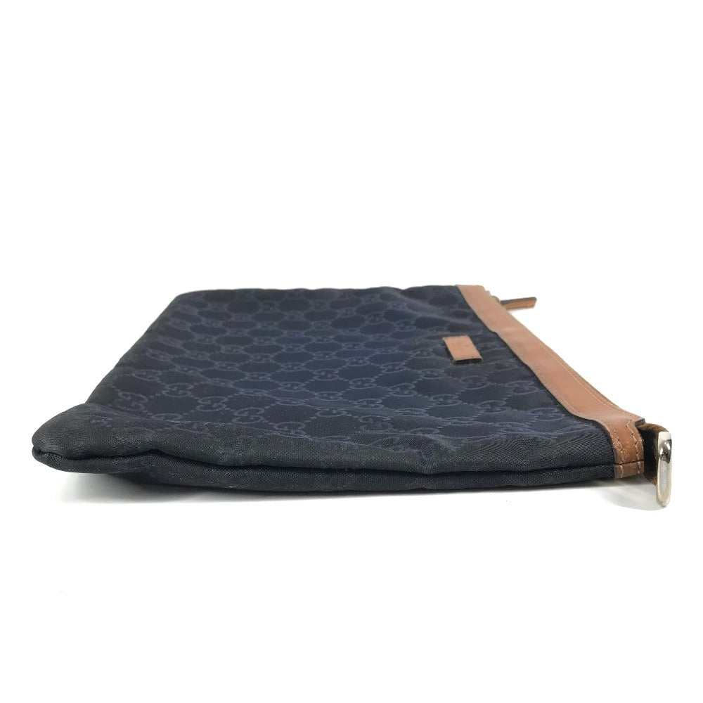 Gucci GG Leather Nylon Navy Logo Clutch Bag