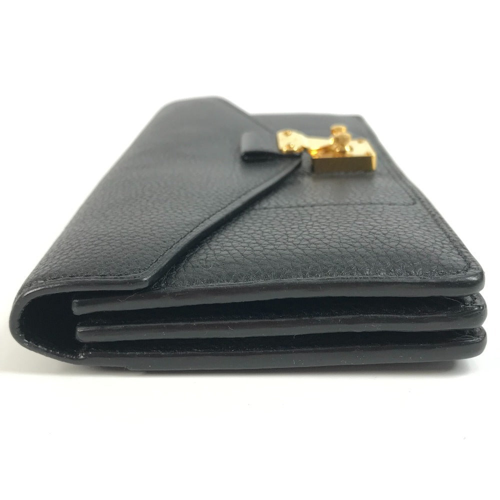 Louis Vuitton Long Purse Leather Calf Black Wallet Case