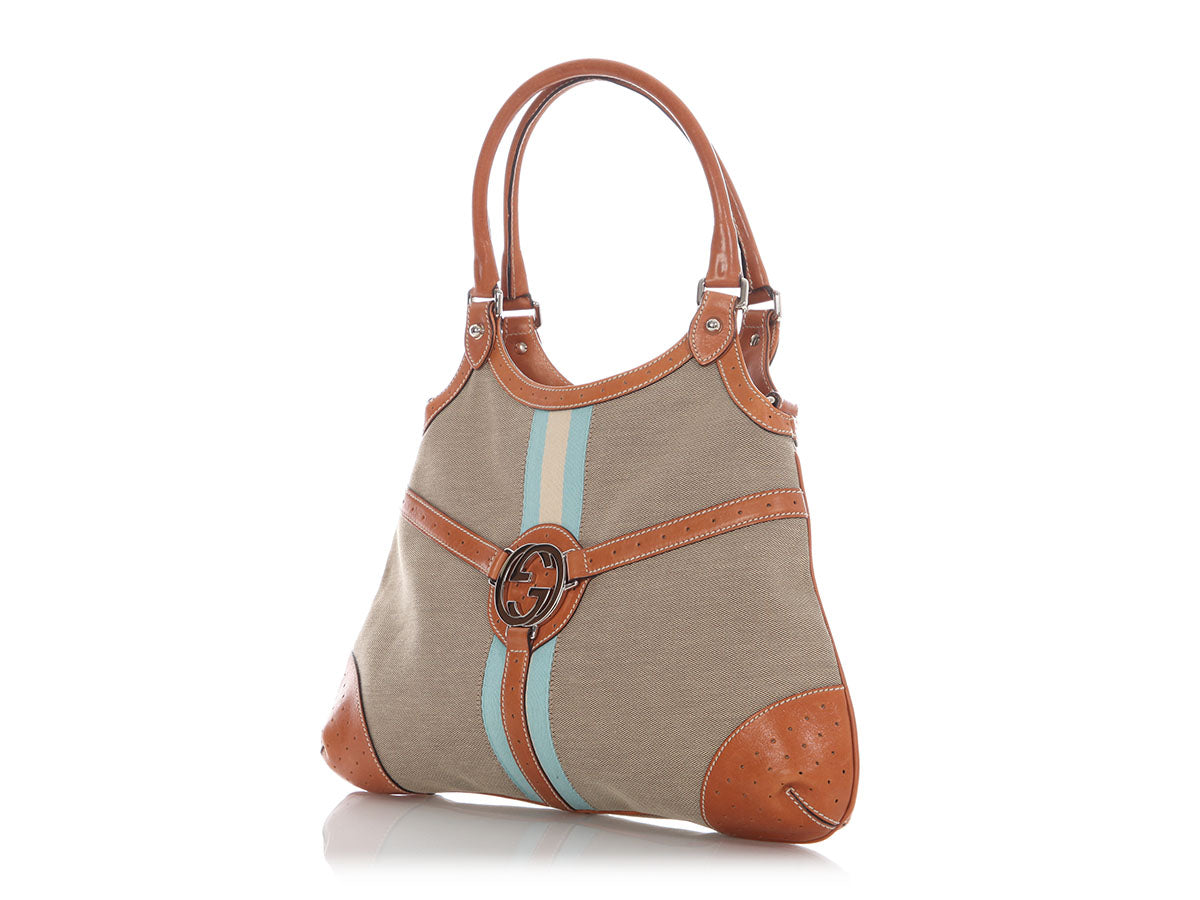 Gucci And Web Reins Bag Canvas Beige Shoulder Bag