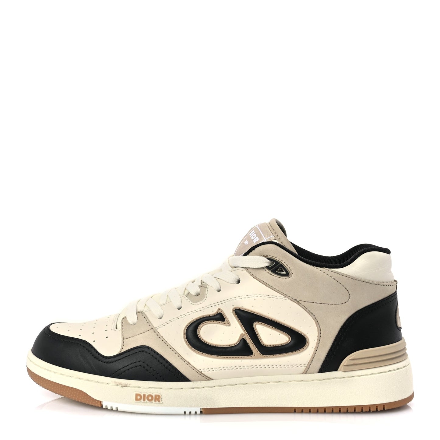 Dior Shoe Christian Smooth Calfskin Mens B57 Dribble Mid Leather Black Beige Shoes
