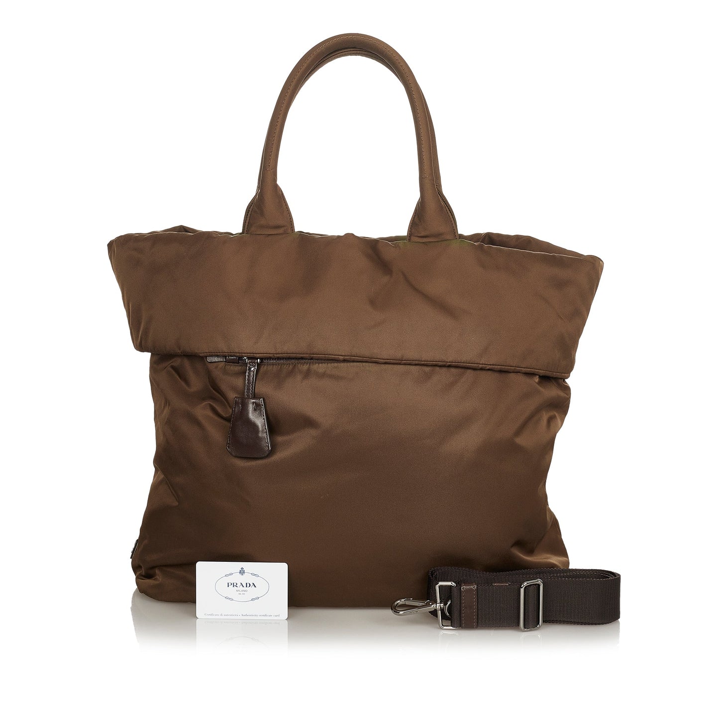 Prada Tessuto Reversible Tote Bag Brown Tote Bag 1