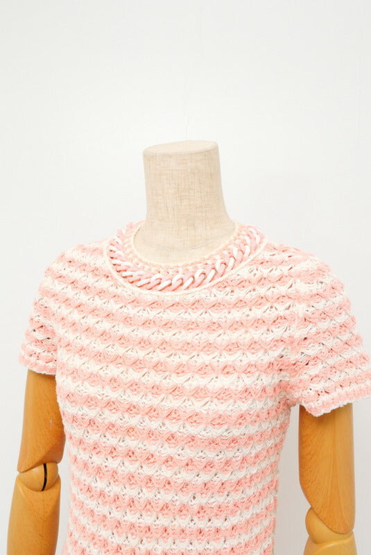Chanel knit 34 White Pink Handbag