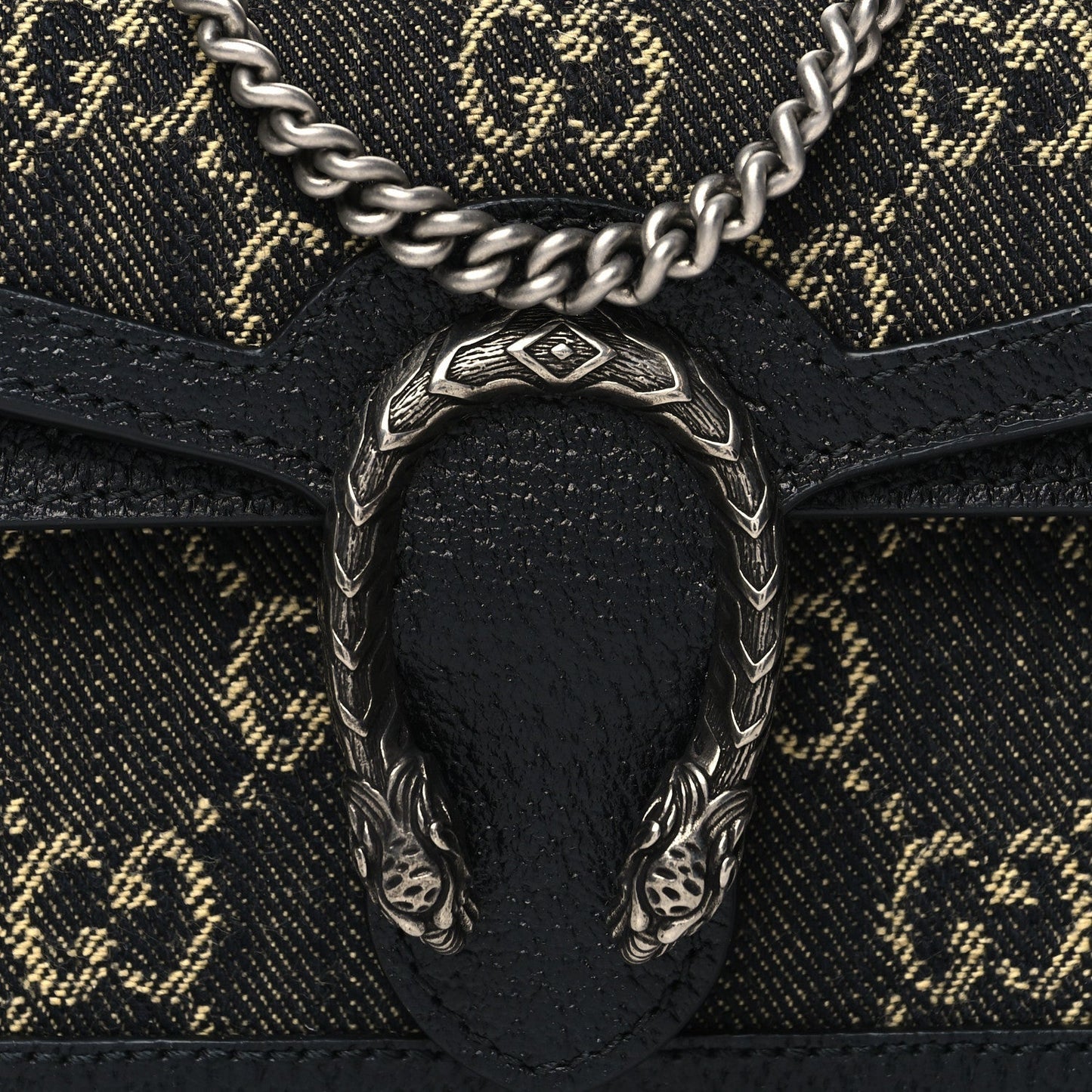 Gucci GG SUPER DIONYSUS Monogram Denim Black Mini Shoulder Bag