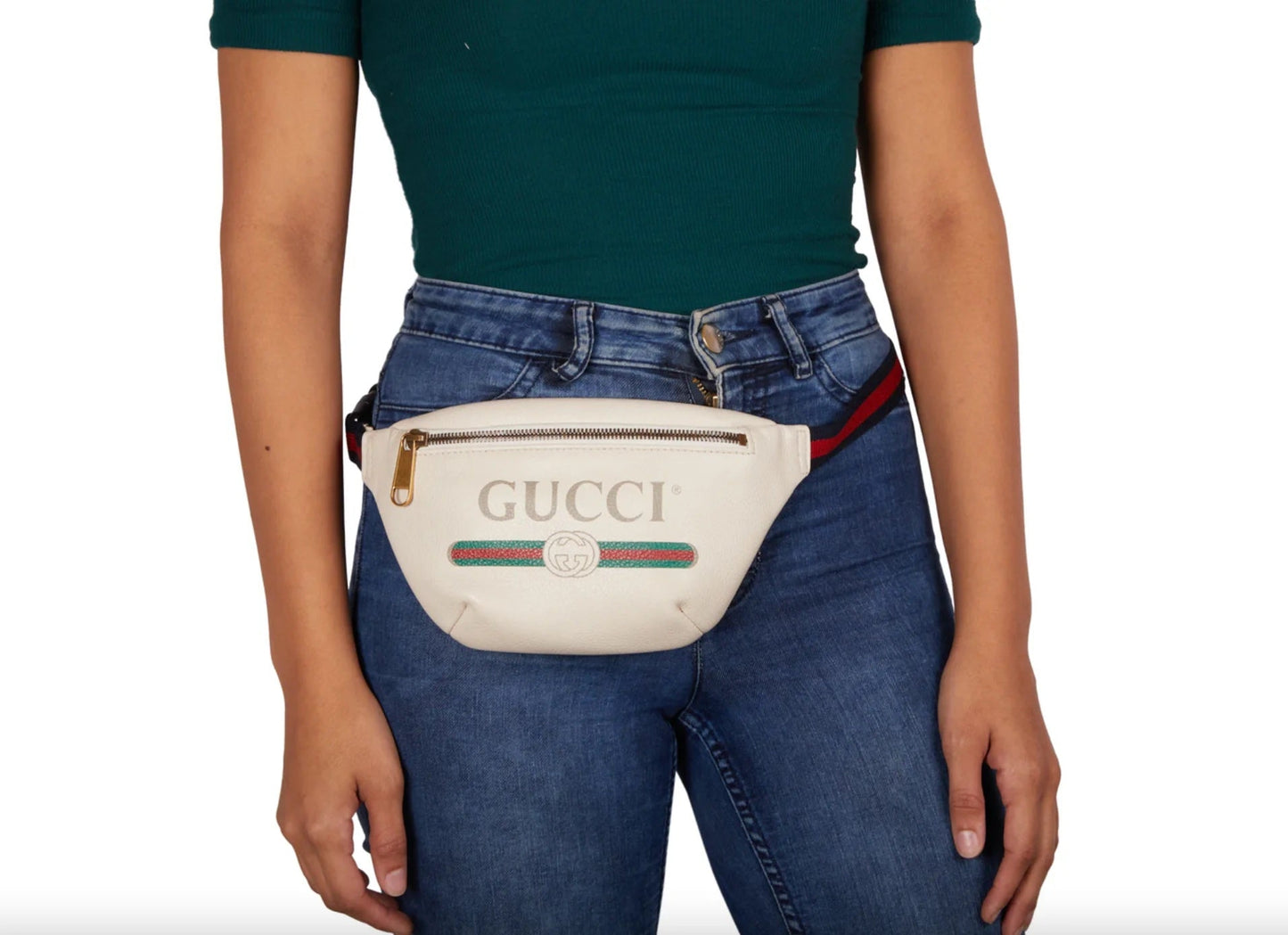 Gucci GRAINED WEB Calfskin Large Logo Belt
