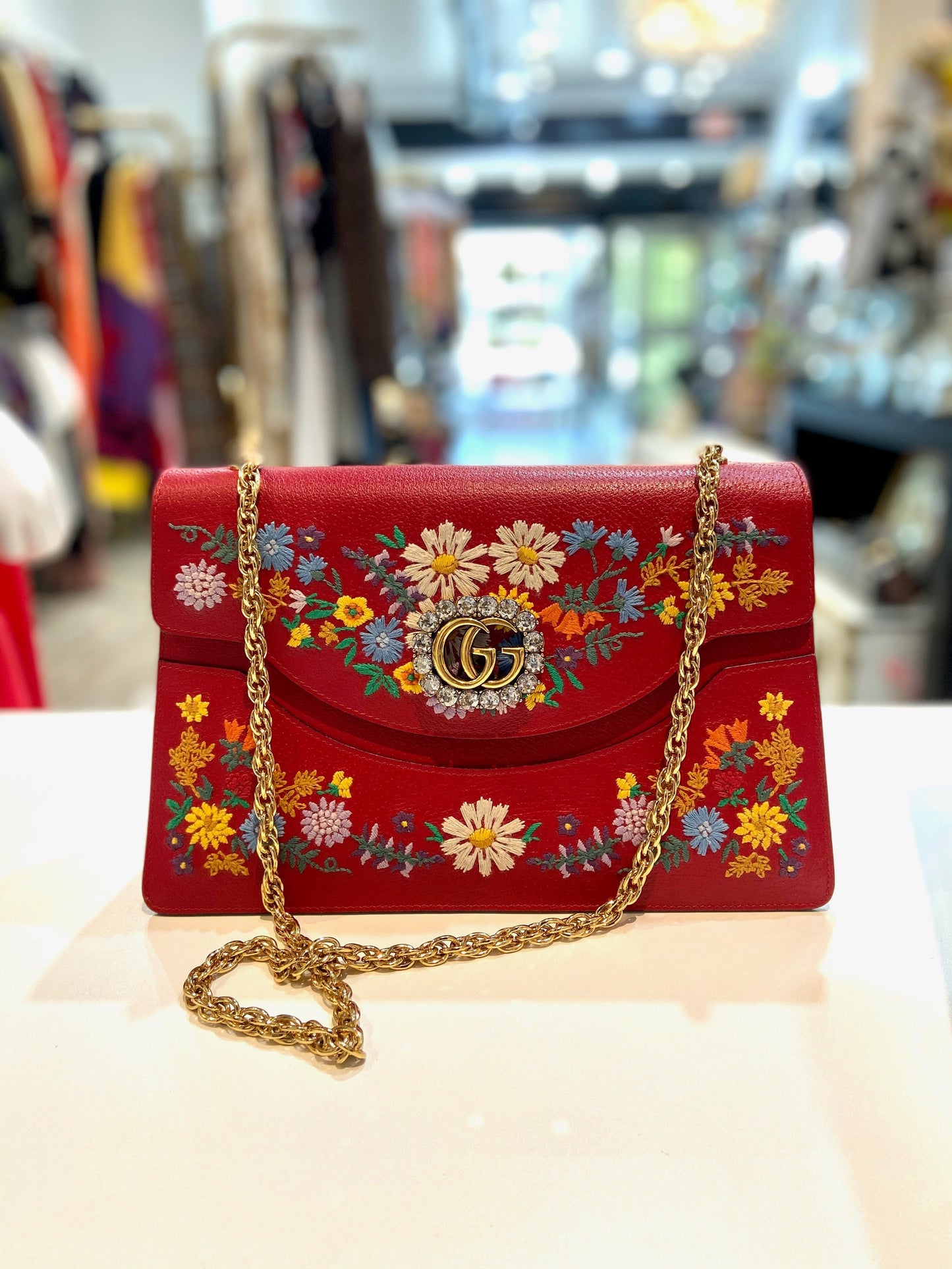 Gucci LINEA RICAMI FLORAL Large Shoulder Bag
