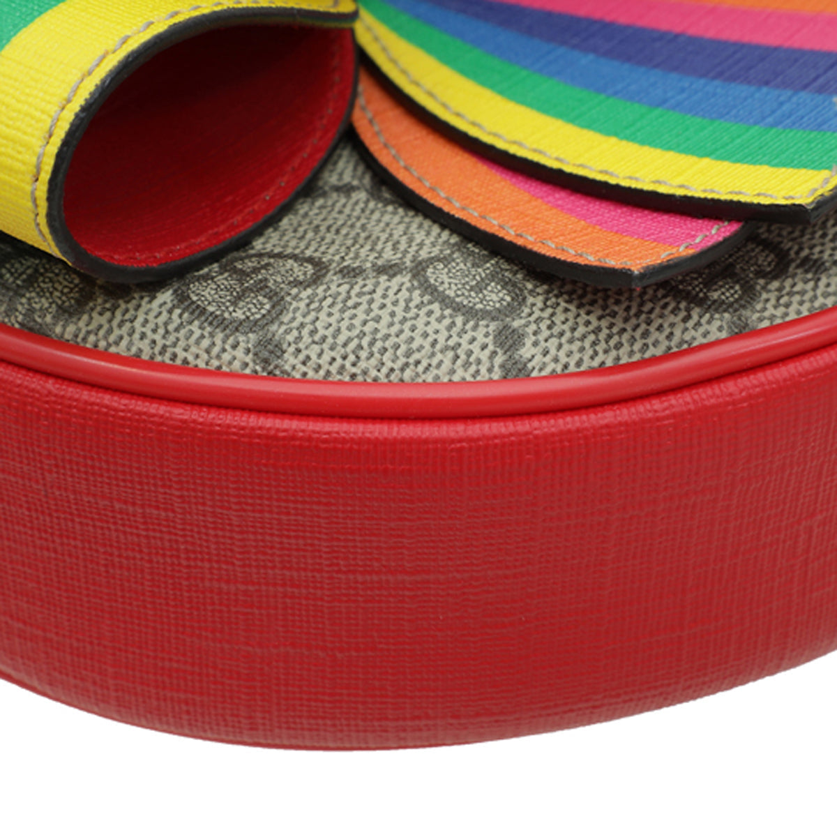 Gucci GG Supreme Ribbon Rainbow Round Crossbody Bag