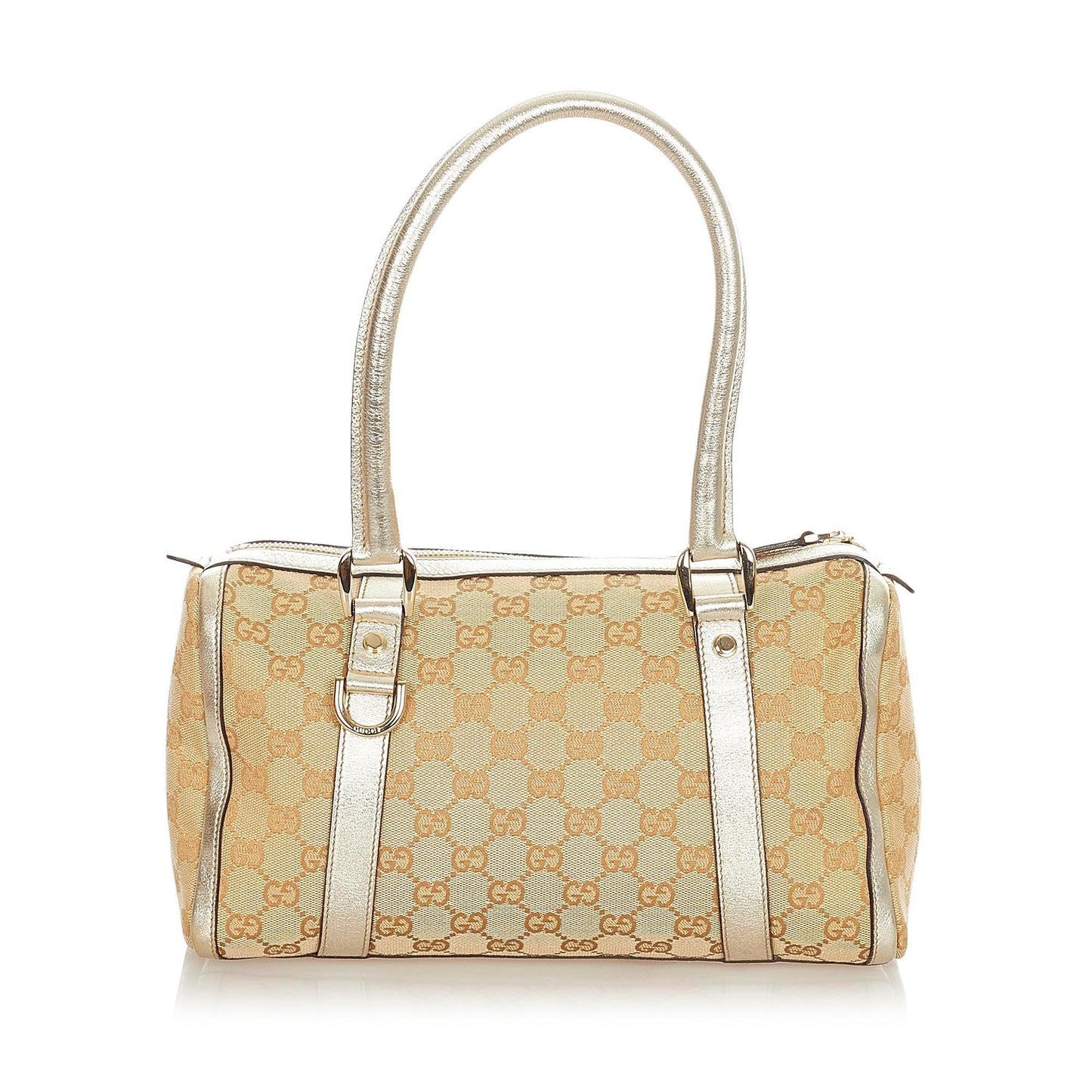 Gucci Abbey GG Boston SHG Canvas White Brown Satchel Bag
