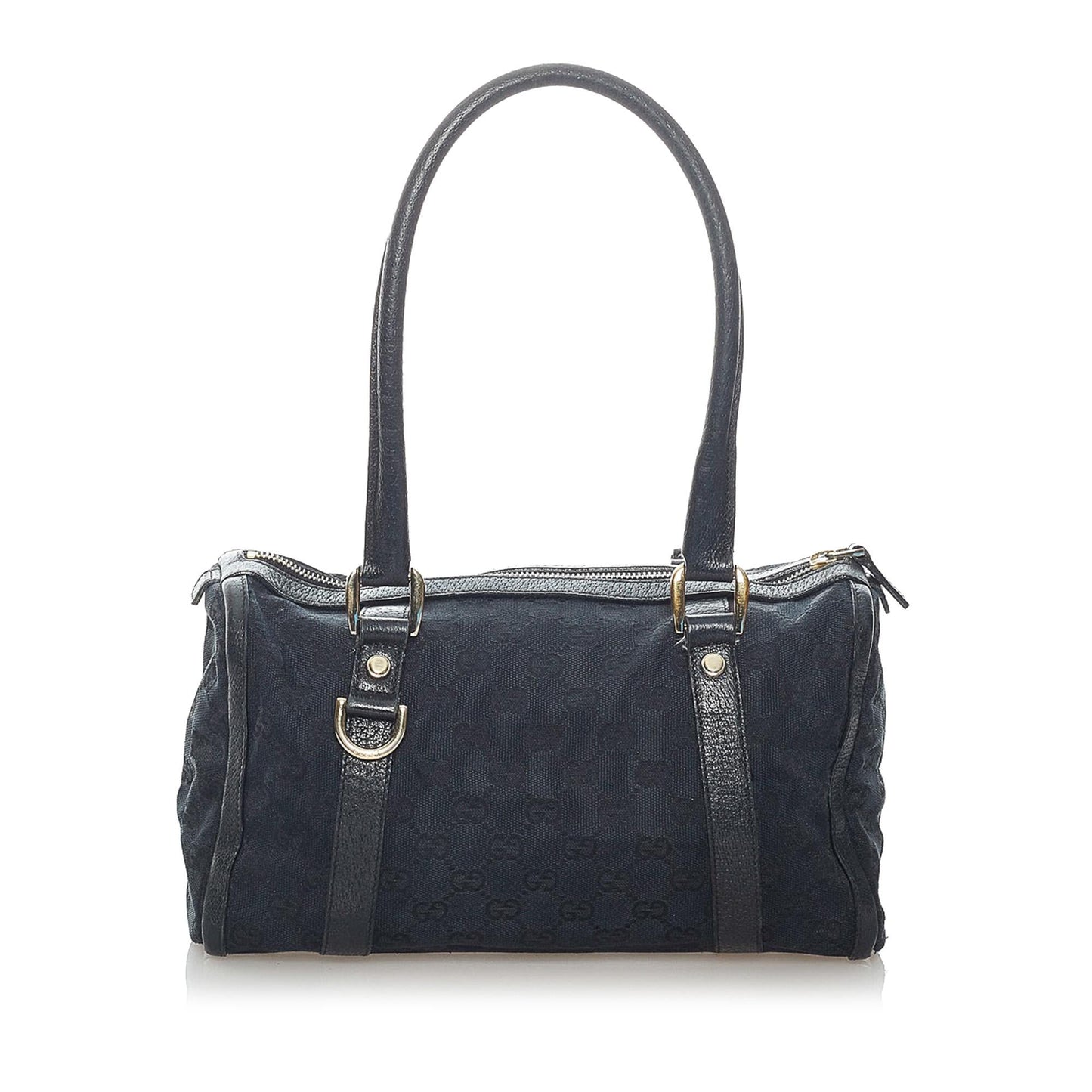 Gucci Abbey GG Boston SHG Canvas Black Satchel Bag