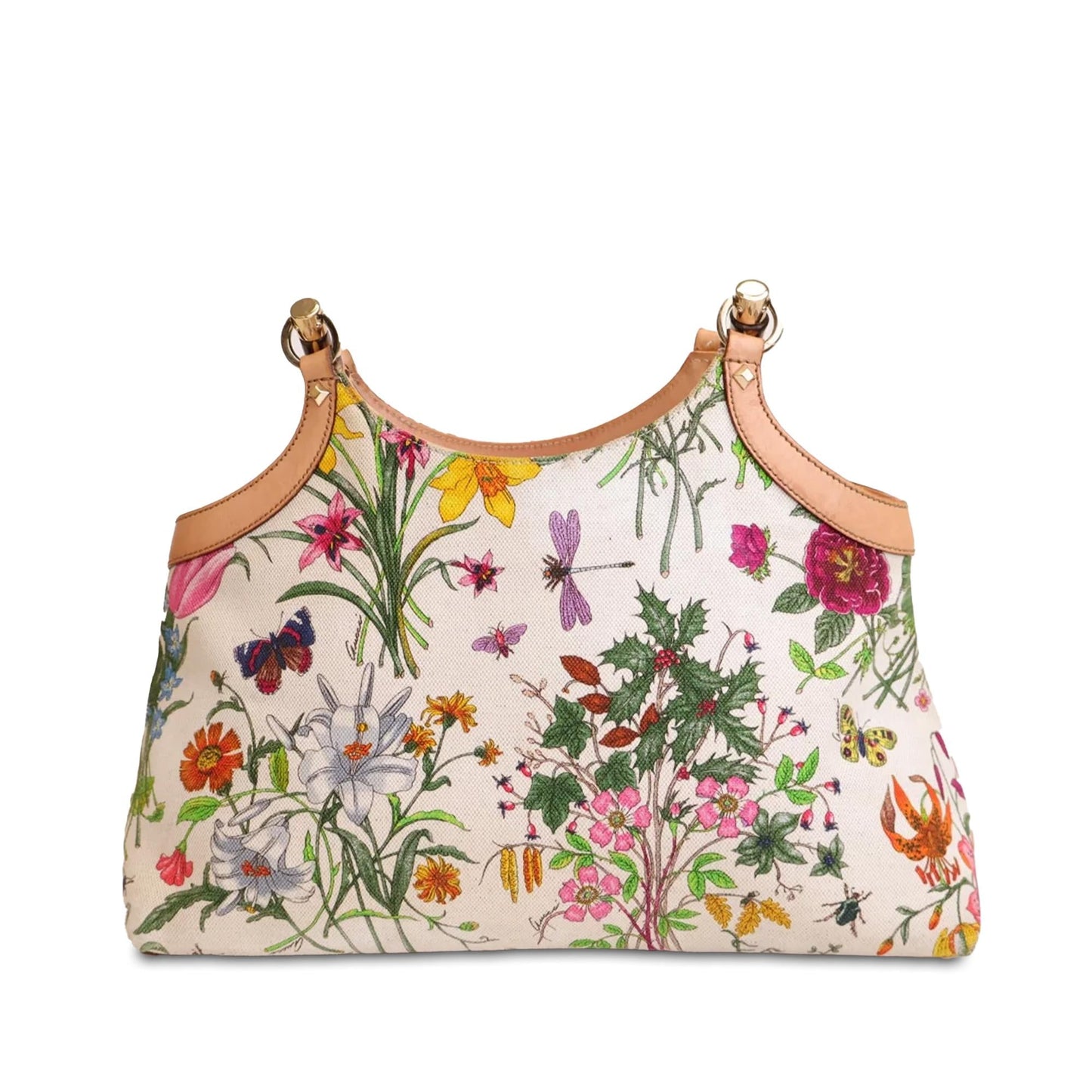 Gucci Bamboo Flora SHG-UZba77 Canvas Brown Satchel Bag