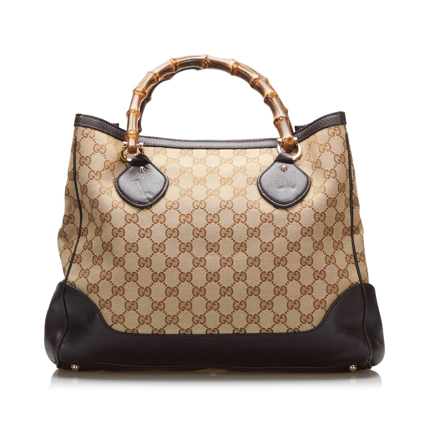 Gucci Bamboo GG Diana SHG-z4bsLw Canvas Calf Brown Tote Bag