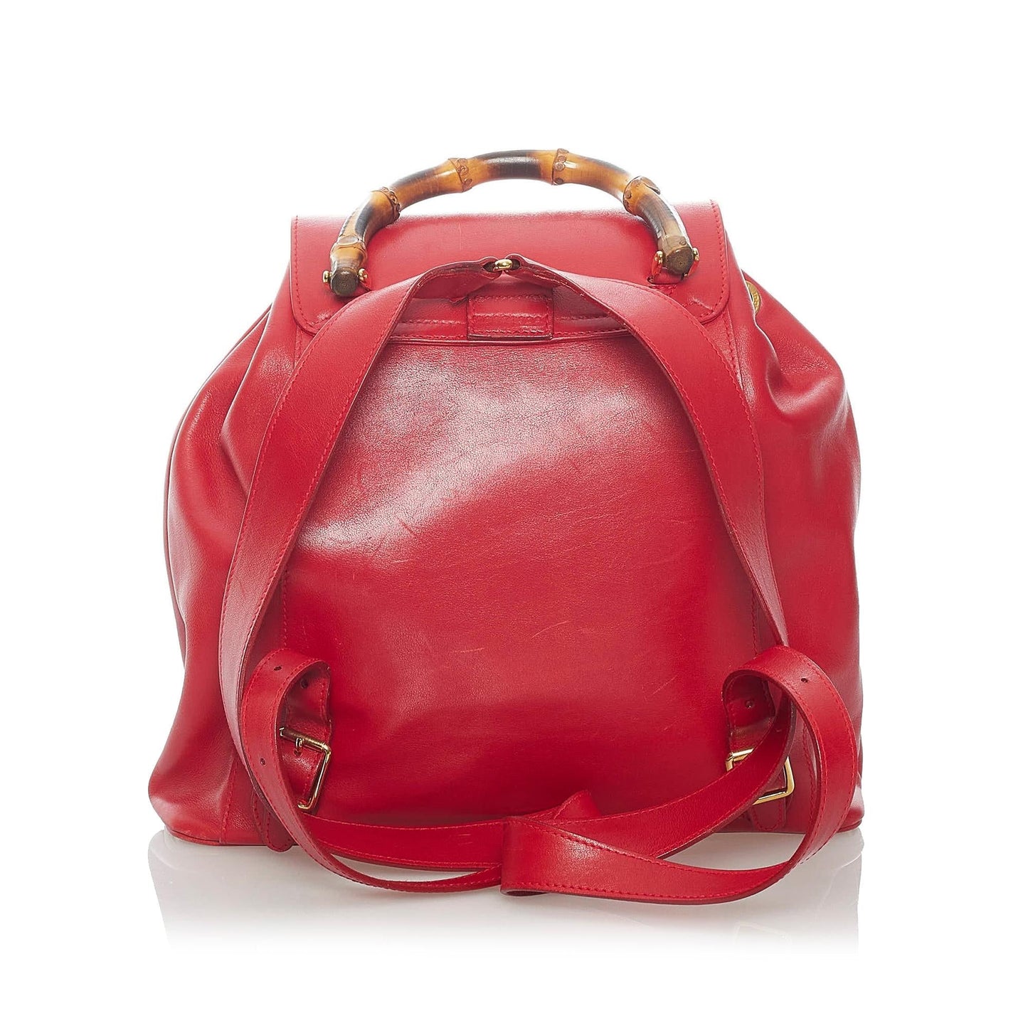 Gucci Bamboo Drawstring Backpack SHG Leather Calf Red Jewelry