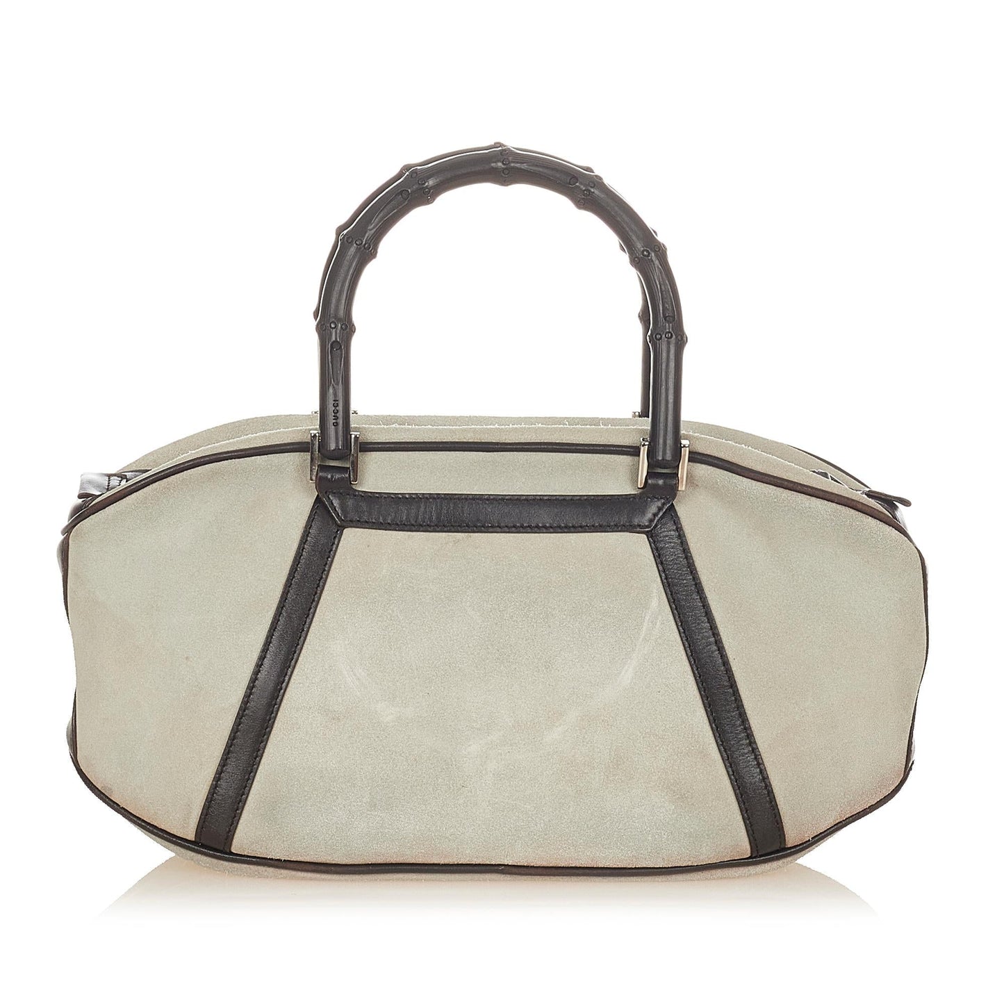 Gucci Bamboo SHG Leather Calf Black White Satchel Bag Handbag Shg