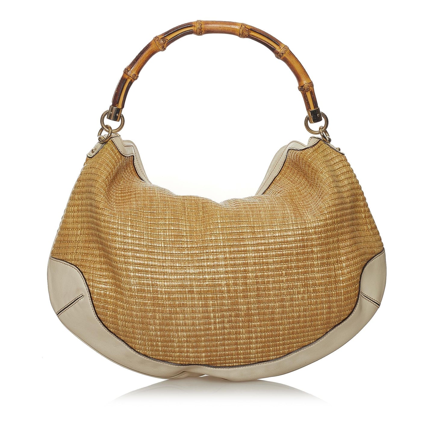 Gucci Bamboo Peggy SHG Raffia Calf Brown Shoulder Bag