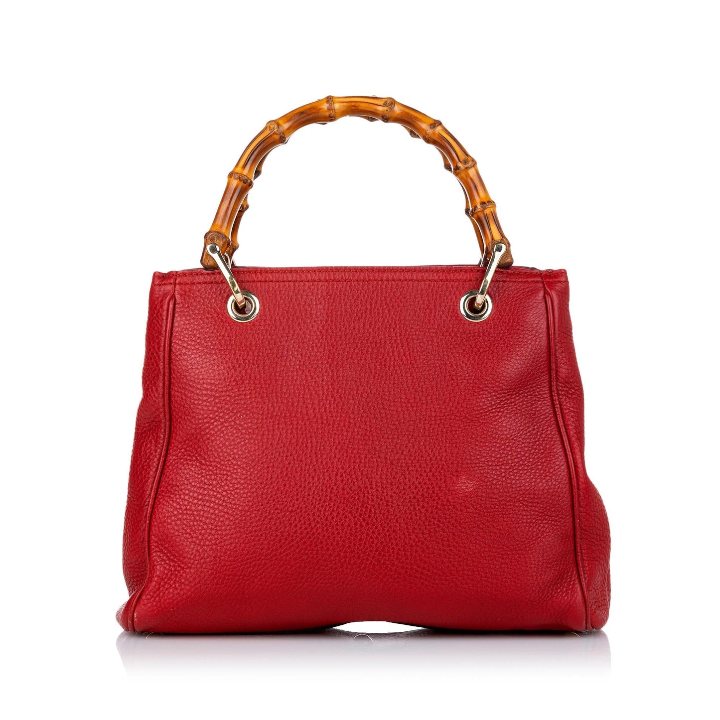 Gucci Bamboo Shopper SHG Leather Calf Red Satchel Bag 4