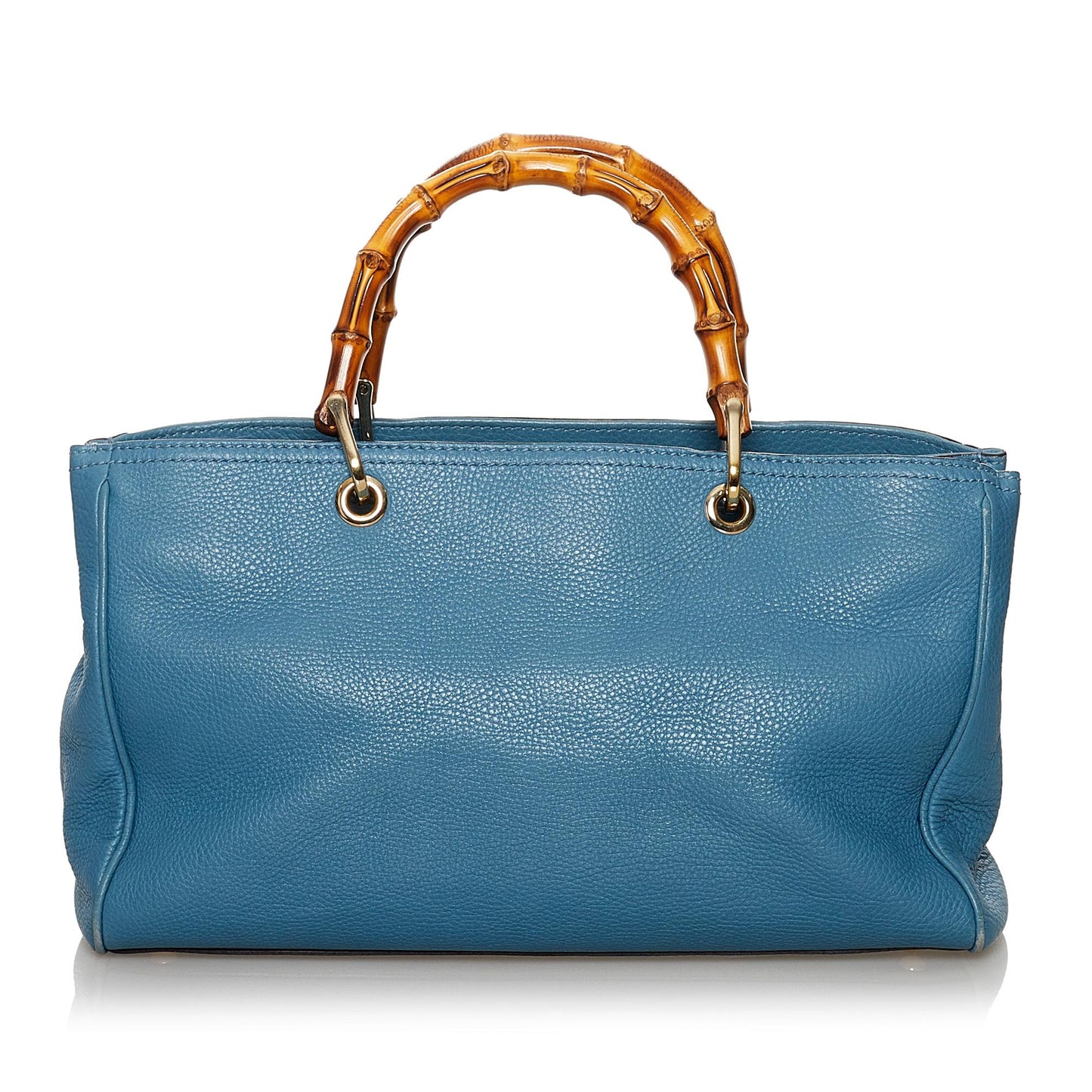 Gucci Bamboo Shopper SHG Leather Calf Brown Blue Satchel Bag Satchel Shg