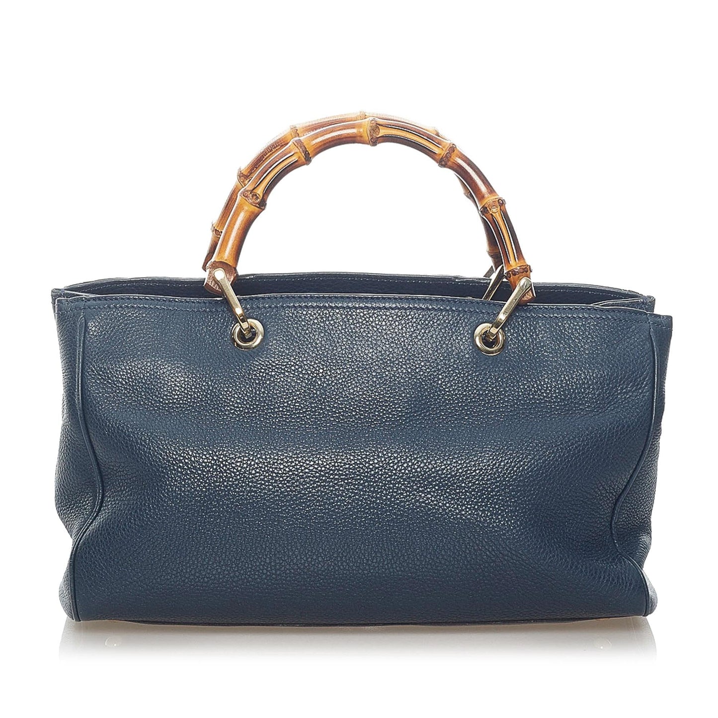 Gucci Bamboo Shopper SHG Leather Calf Blue Satchel Bag