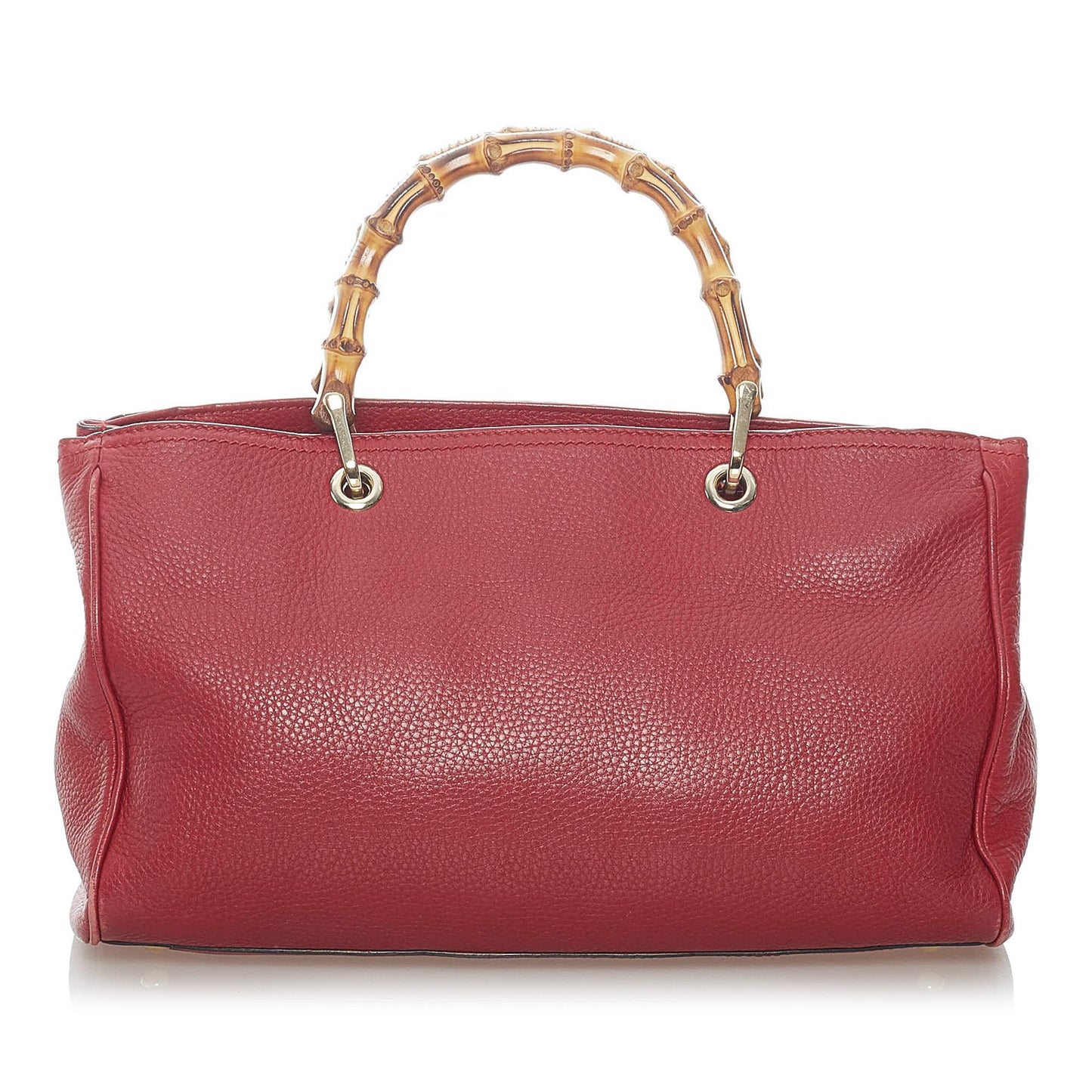 Gucci Bamboo Shopper SHG Leather Calf Red Satchel Bag 3