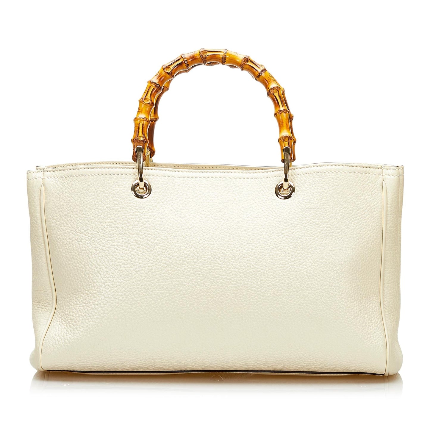 Gucci Bamboo Shopper SHG Calf White Satchel Bag