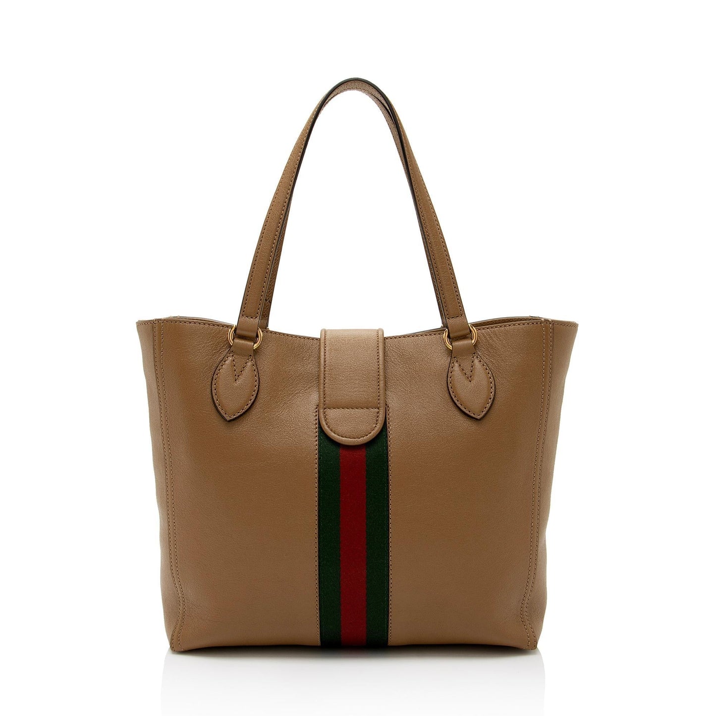 Gucci New Sakai Lux Web Dahlia Nylon Calfskin Beige Small Tote Bag