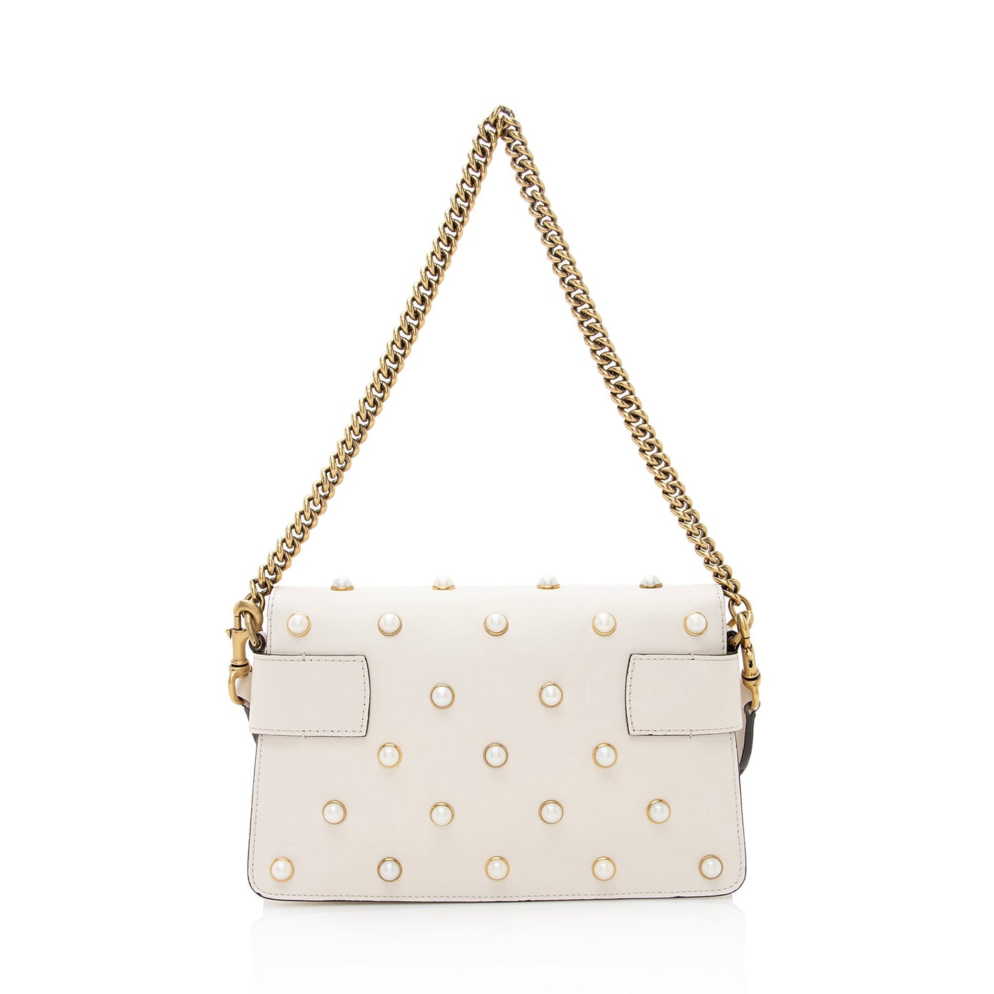 Gucci Pearl Bee Broadway SHF Nylon Calfskin White Mini Crossbody Bag