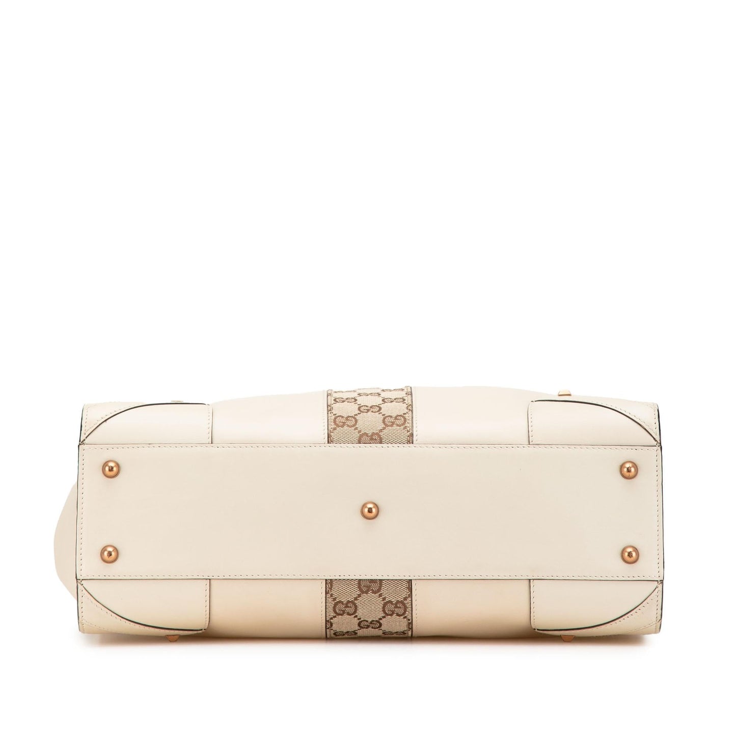 Gucci GG Nailhead Canvas Calf Calfskin White Tote Bag