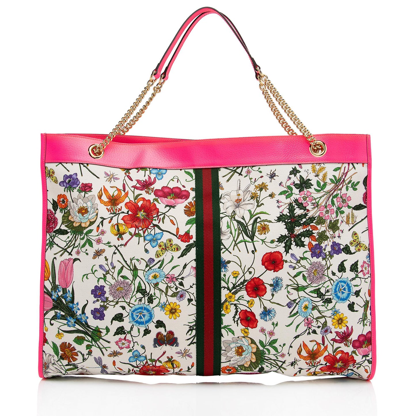 Gucci Flora Rajah Maxi SHF-3FjYSw Leather Canvas Nylon White Tote Bag
