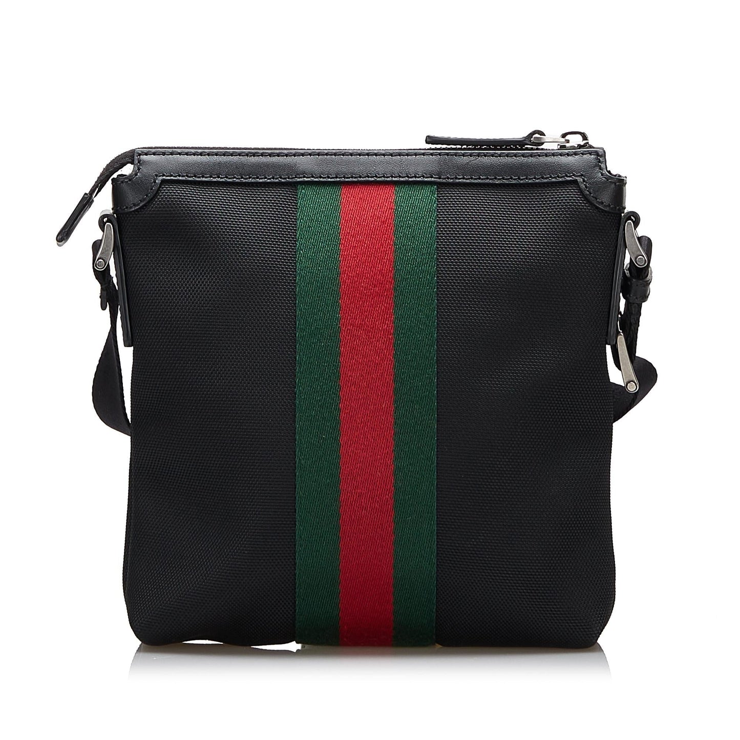 Gucci Web SHG-Nb8UGY Canvas Calf Black Crossbody Bag