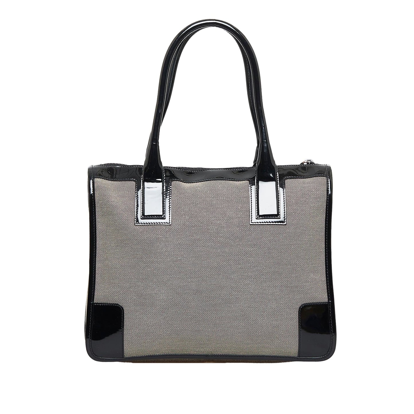 Gucci Trimmed SHG-E8ID83 Leather Canvas Patent Black Satchel Bag