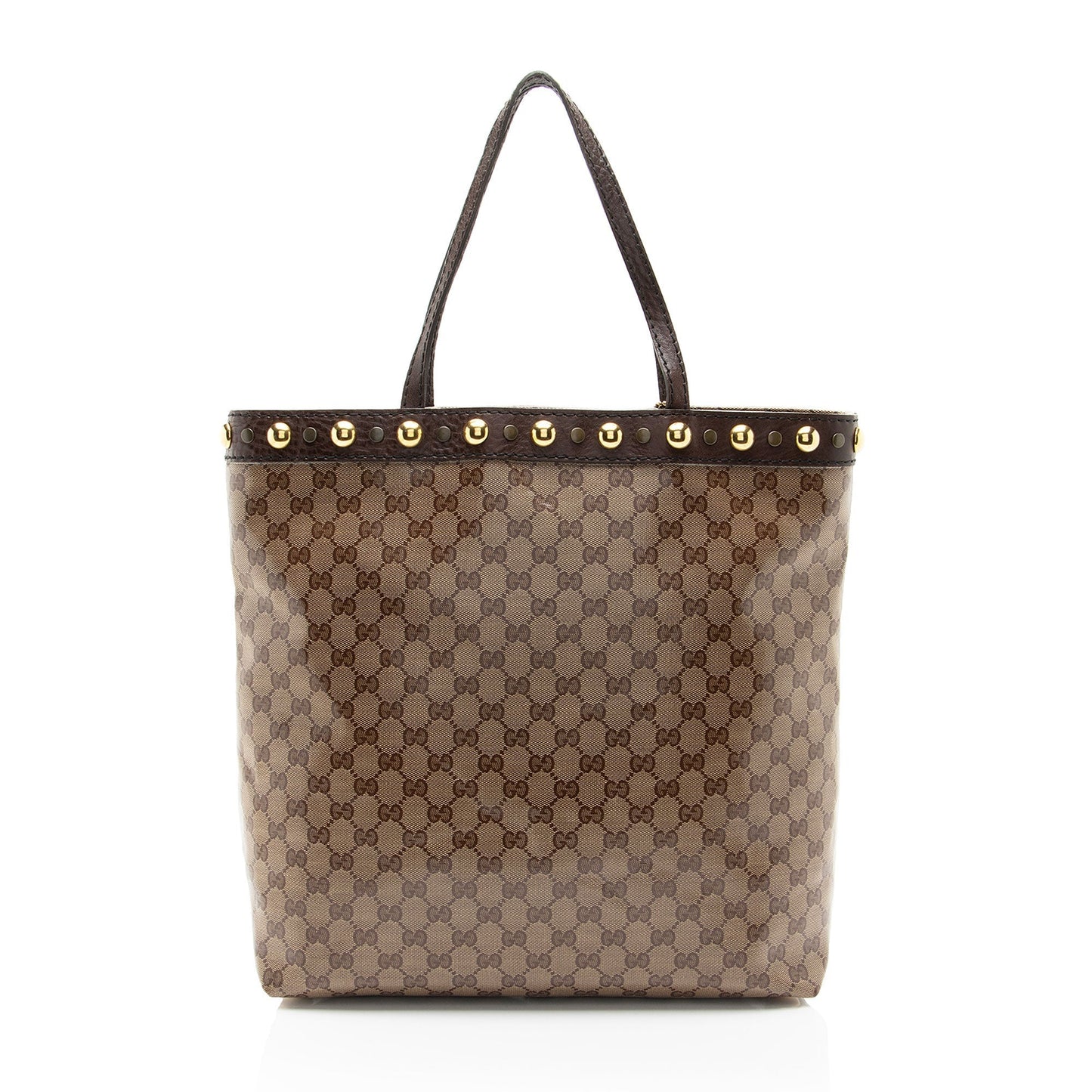 Gucci Crystal GG Babouska N S Leather Canvas Brown Tote Bag