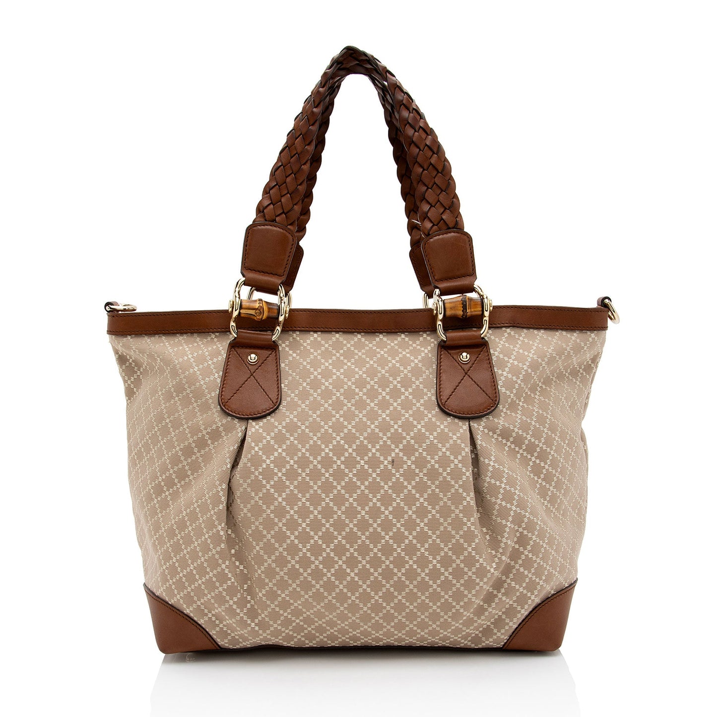 Gucci Diamante Eva SHF-unJCx2 Leather Canvas Beige Large Tote Bag