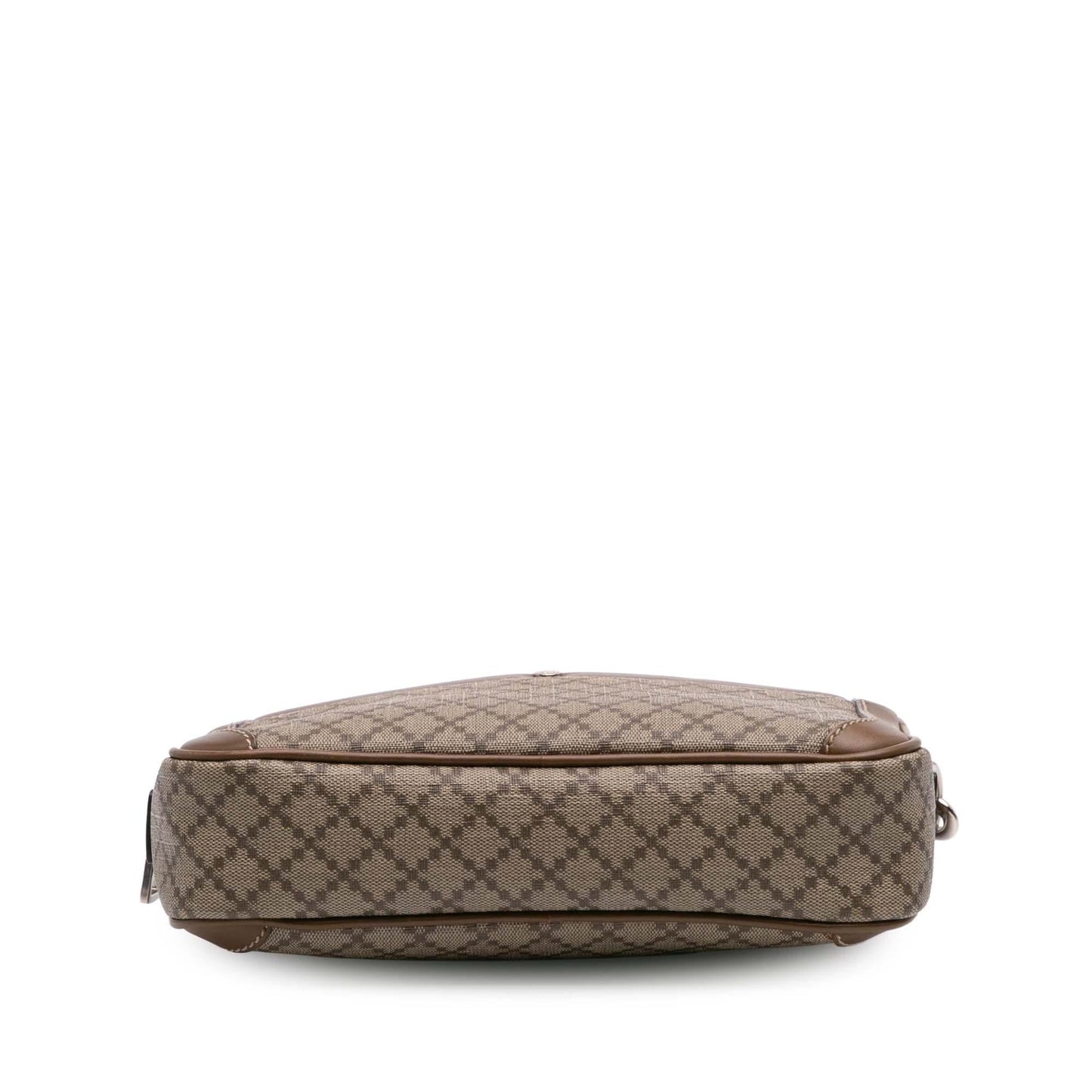 Gucci Diamante Coated Canvas Calf Brown Clutch Bag