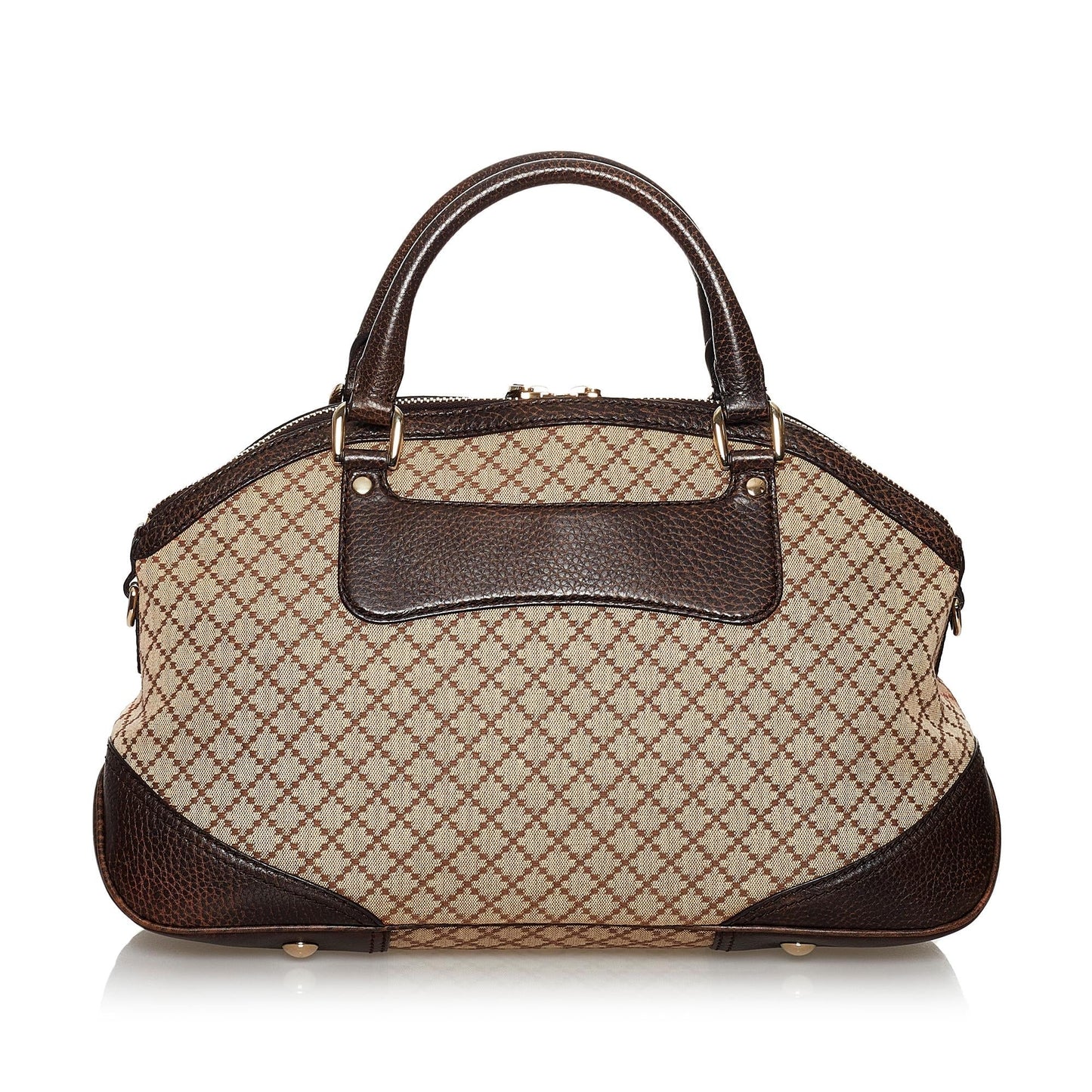 Gucci Diamante Horsebit Catherine SHG Canvas Brown Satchel Bag