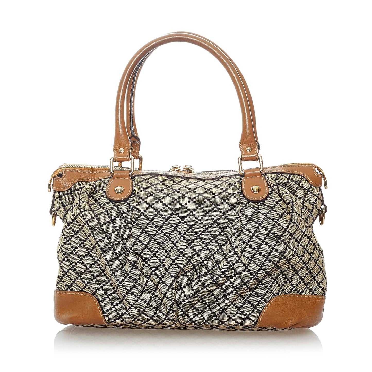 Gucci Diamante Sukey SHG Canvas Brown Satchel Bag