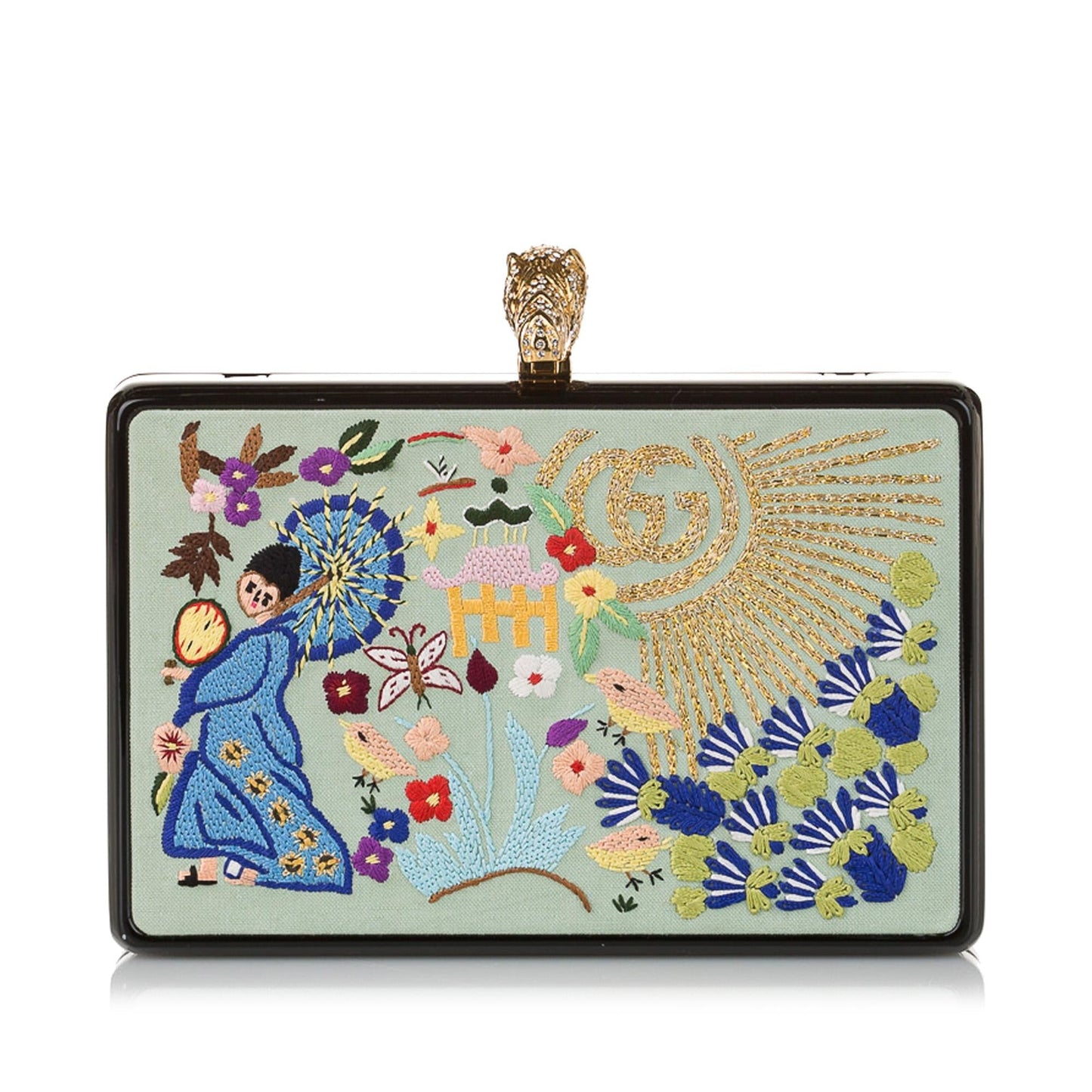 Gucci Embroidered Broadway SHG Canvas White Crossbody Bag