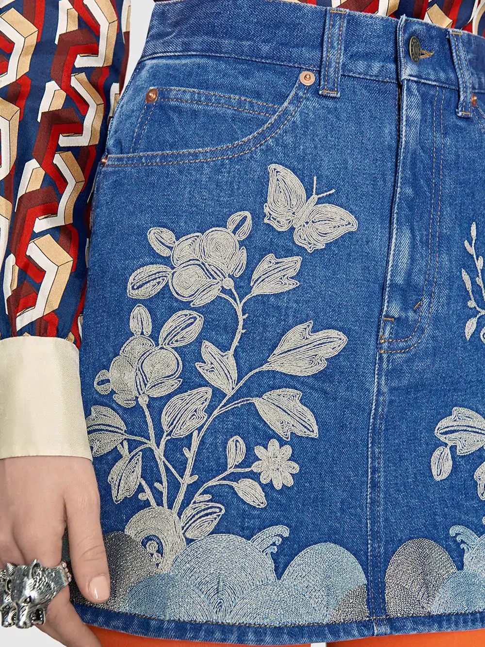 Gucci Embroidered Denim Mini Apparel